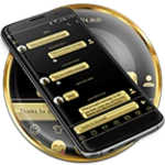 sms messages metallic gold android application logo